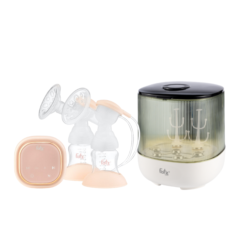 Combo Máy Hút Sữa Điện Đôi Fatzbaby Resonance 3 + Máy Úp Bình Sữa, Bát Đĩa, Tiệt Trùng UVC, Sấy Khô & Bảo Quản Fatzbaby Tidy 7