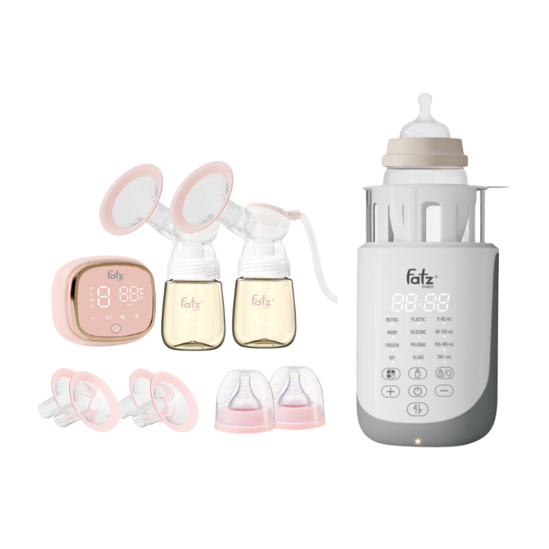 Combo Máy Hút Sữa Điện Đôi - Fatzbaby Resonance 6+ Plus + Máy Hâm Sữa Siêu Tốc Thông Minh Fatzbaby Mono 17