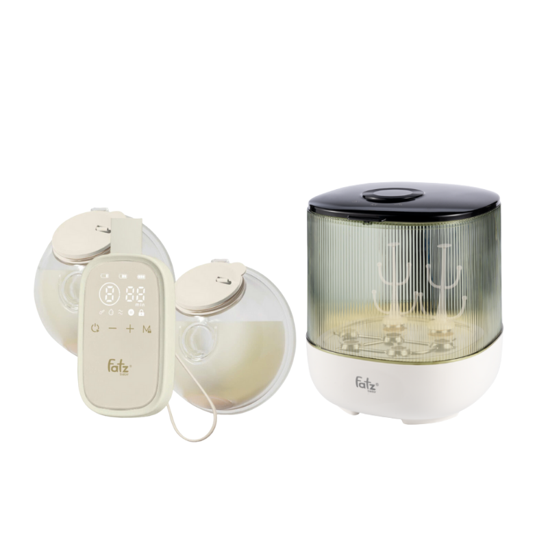 Combo Máy Hút Sữa Điện Đôi Rảnh Tay Fatzbaby TwinFree 5 + Máy Úp Bình Sữa, Bát Đĩa, Tiệt Trùng UVC, Sấy Khô & Bảo Quản Fatzbaby Tidy 7