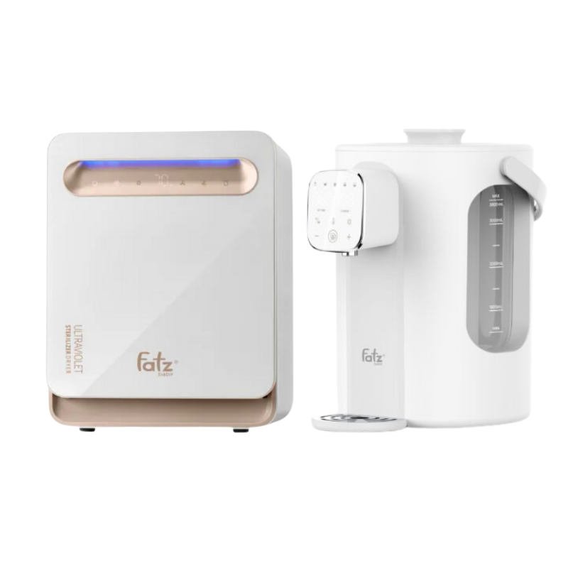 Combo Máy Tiệt Trùng Sấy Khô Fatzbaby UVC LED King 2 Plus + Máy Đun Và Hâm Nước Pha Sữa Thông Minh Tiện Lợi Fatzbaby Smart 11 Plus