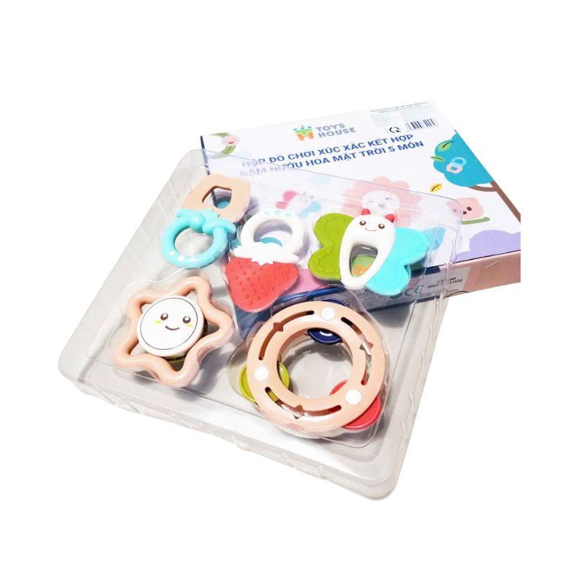Hộp Đồ Chơi Xúc Xắc Kết Hợp Gặn Nướu 5 Món Cho Bé Toys House 11532