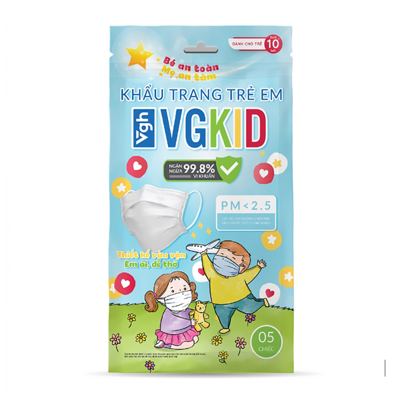 Khẩu trang trẻ em VG KID dạng túi lọc khuẩn