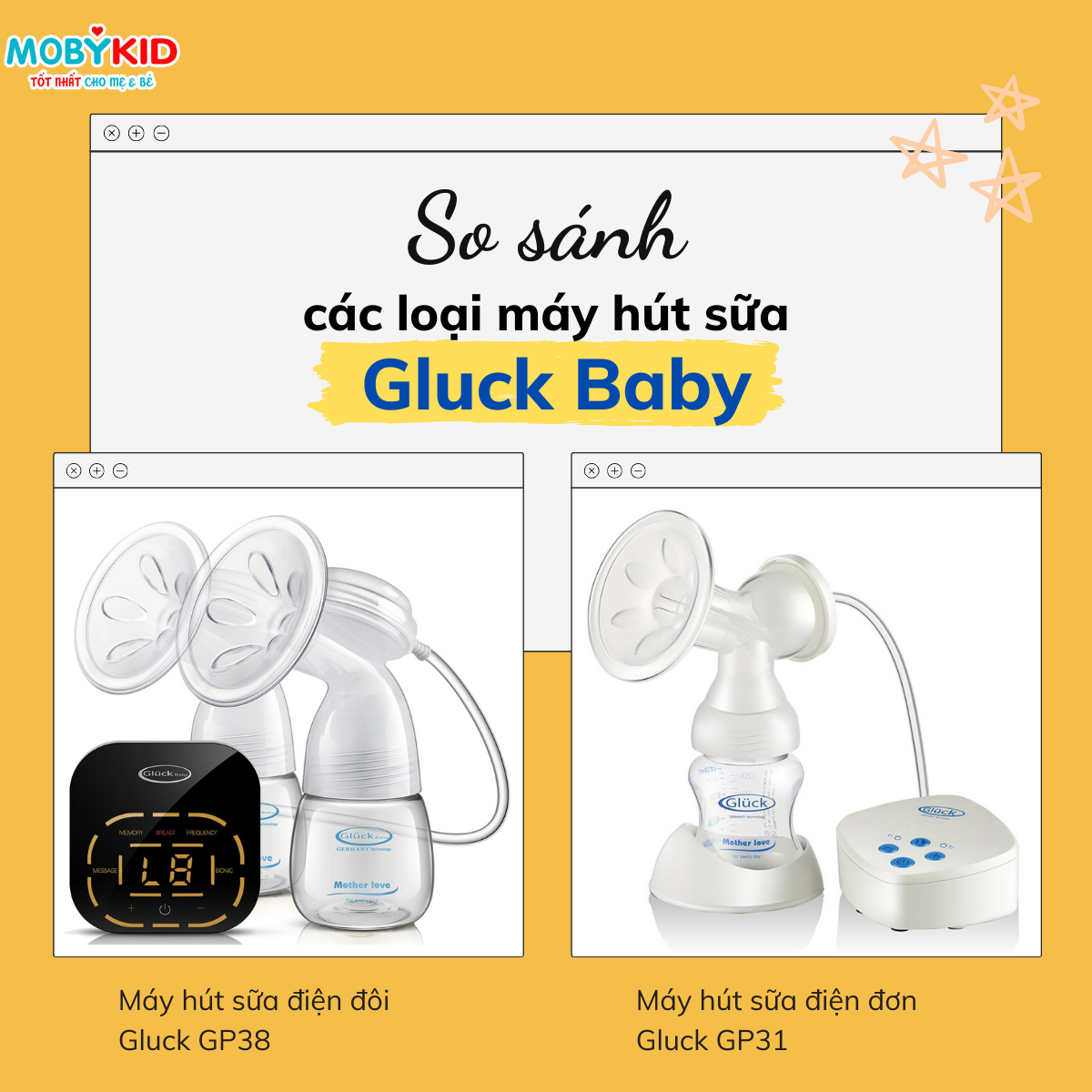 So sánh chi tiết các loại máy hút sữa Gluck Baby? Mẹ nên mua loại nào?