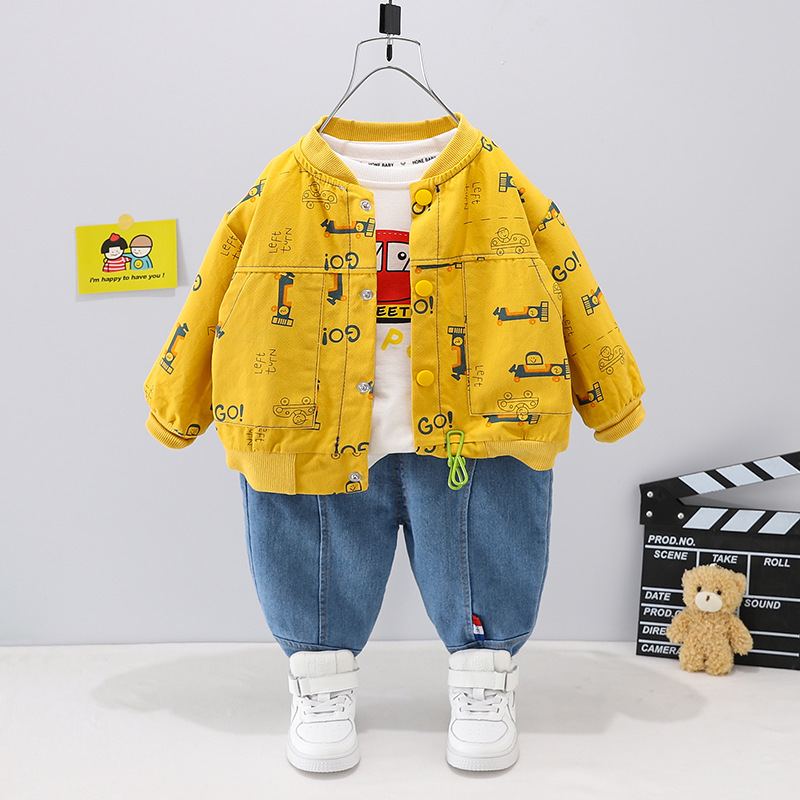 ST533 - Set Quần Jean, Áo Và Áo Khoác Bomber Cho Bé - Màu Vàng