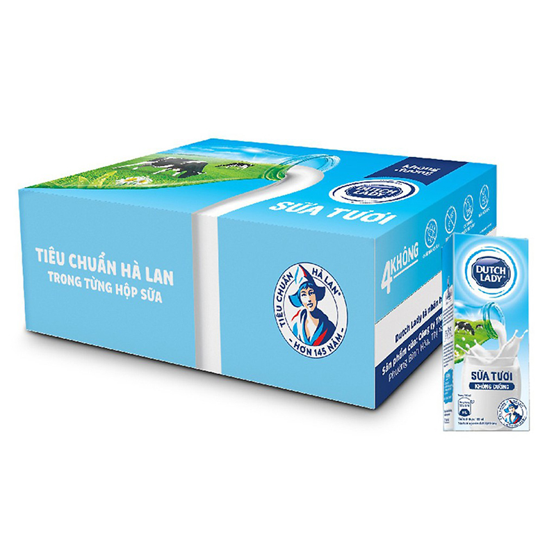 Sữa tươi tiệt trùng Dutch Lady không đường 180ml - Thùng 48 hộp