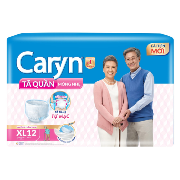 Tã Quần Người Lớn Mỏng Nhẹ Caryn Size XL 12 Miếng