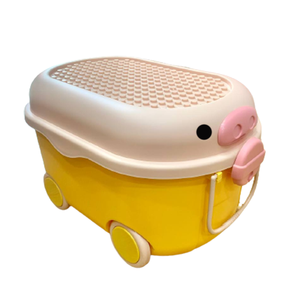 Thùng Đựng Đồ Chơi Cho Bé Hình Heo Holla 56L - Màu Vàng