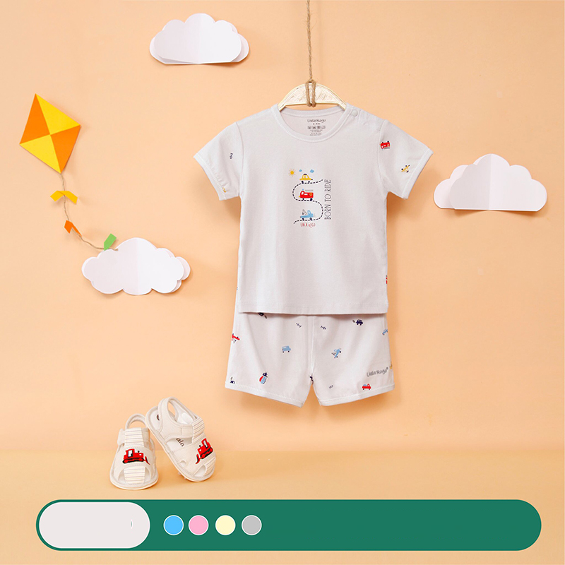 UR2220.2 - Bộ quần áo Uala Rogo cộc tay cài vai vải petit - Màu xám