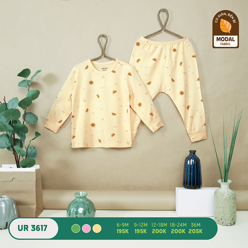 UR3617.3 - Bộ quần áo Uala Rogo dài tay vải sợi sồi - Màu vàng