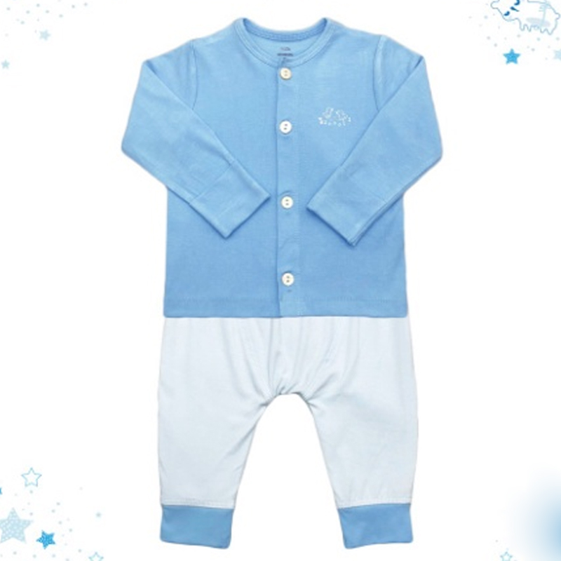 W621S1ADNB175 - Bộ quần áo Nous CTD dài tay vải Nu Petit - Màu xanh hình vịt (NewBorn)