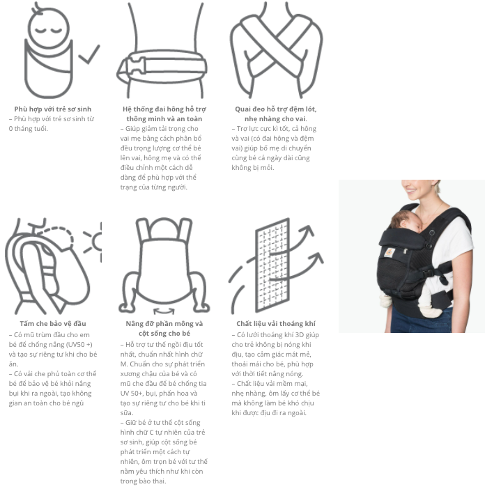 Địu cho bé Ergobaby Adapt Cool Air Mesh