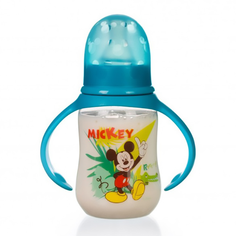 Bình sữa Disney Baby cổ thường có tay cầm size S 125ml Màu xanh