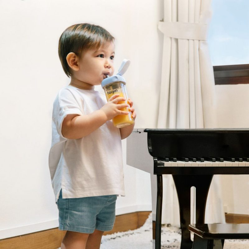 Bình tập uống Hegen Straw cup PPSU 330ml màu xám