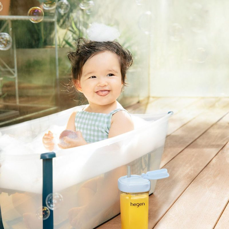 Bình tập uống Hegen Straw cup PPSU 330ml màu xám