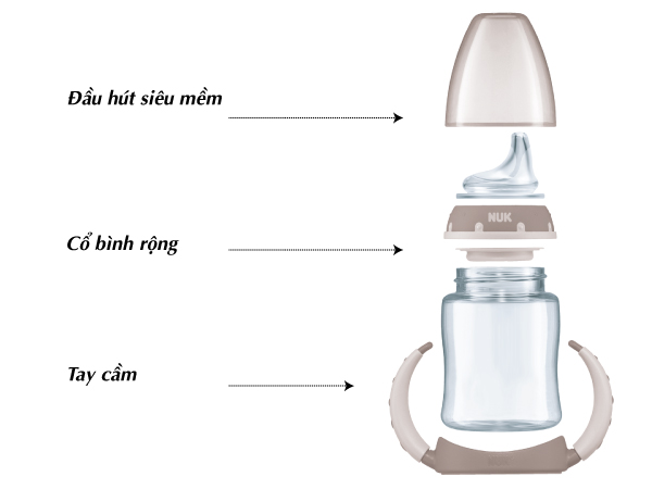 Bình tập uống NUK PP 150ml màu kem