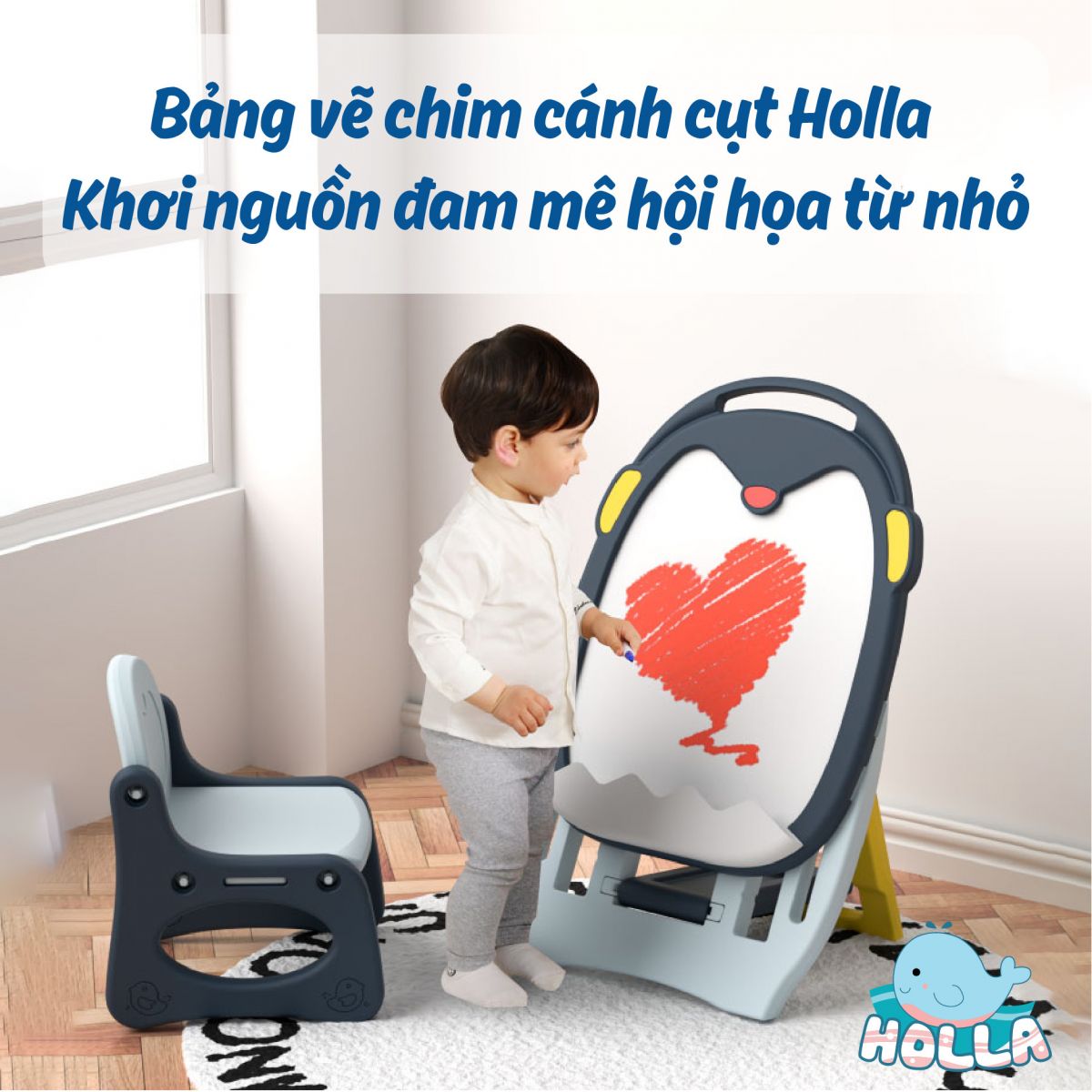 Bảng vẽ chim cánh cụt Holla màu xanh 
