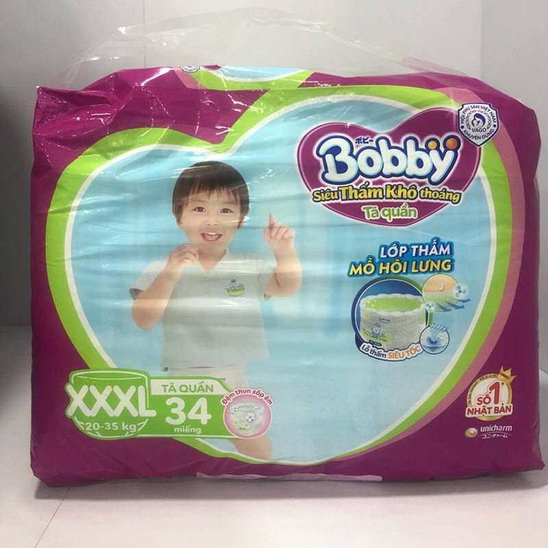 Bỉm - Tã quần Bobby Fresh Pants Size XXXL - 34 miếng (20 - 35kg)