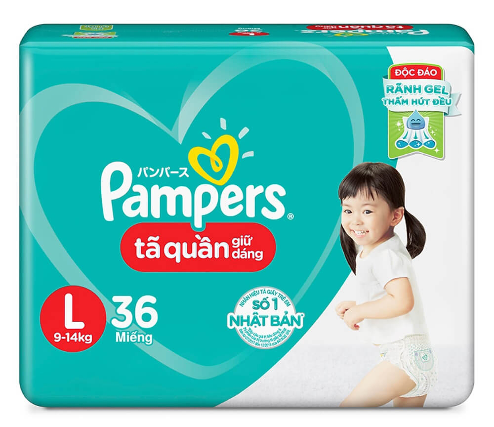 Bỉm - Tã quần Pampers tiết kiệm size L 36 miếng (Bé 9-14kg)