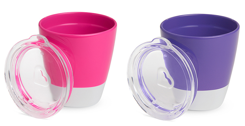 Bộ 2 cốc có nắp Munchkin 207ml màu hồng + tím