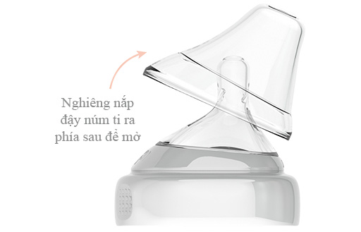 Bộ nắp đậy núm ti và Cổ nối bình sữa Hegen màu xám