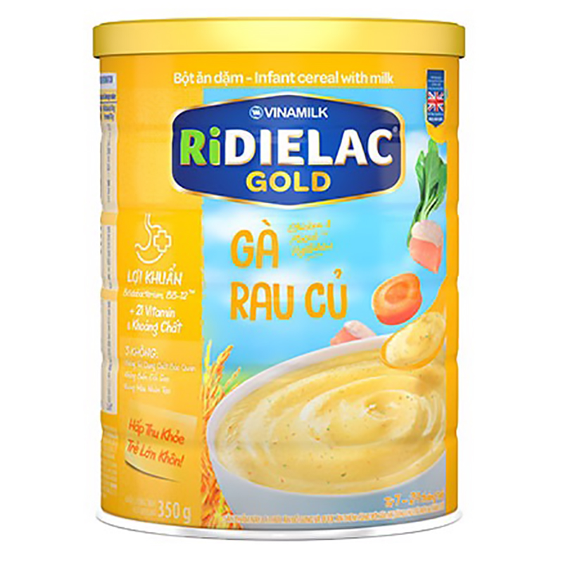 Bột ăn dặm Ridielac Gold gà rau củ - Hộp thiếc 350g
