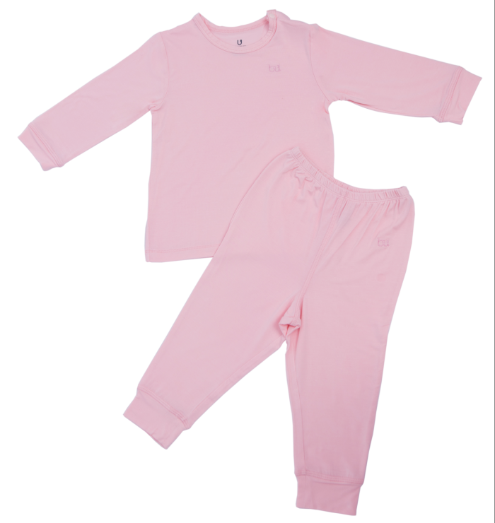 BB001.pink- Bộ dài tay cài vai quần dài BU
