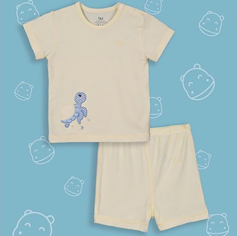 BB004. yellow- Bộ áo ngắn tay cài vai quần đùi Yellow- Bu