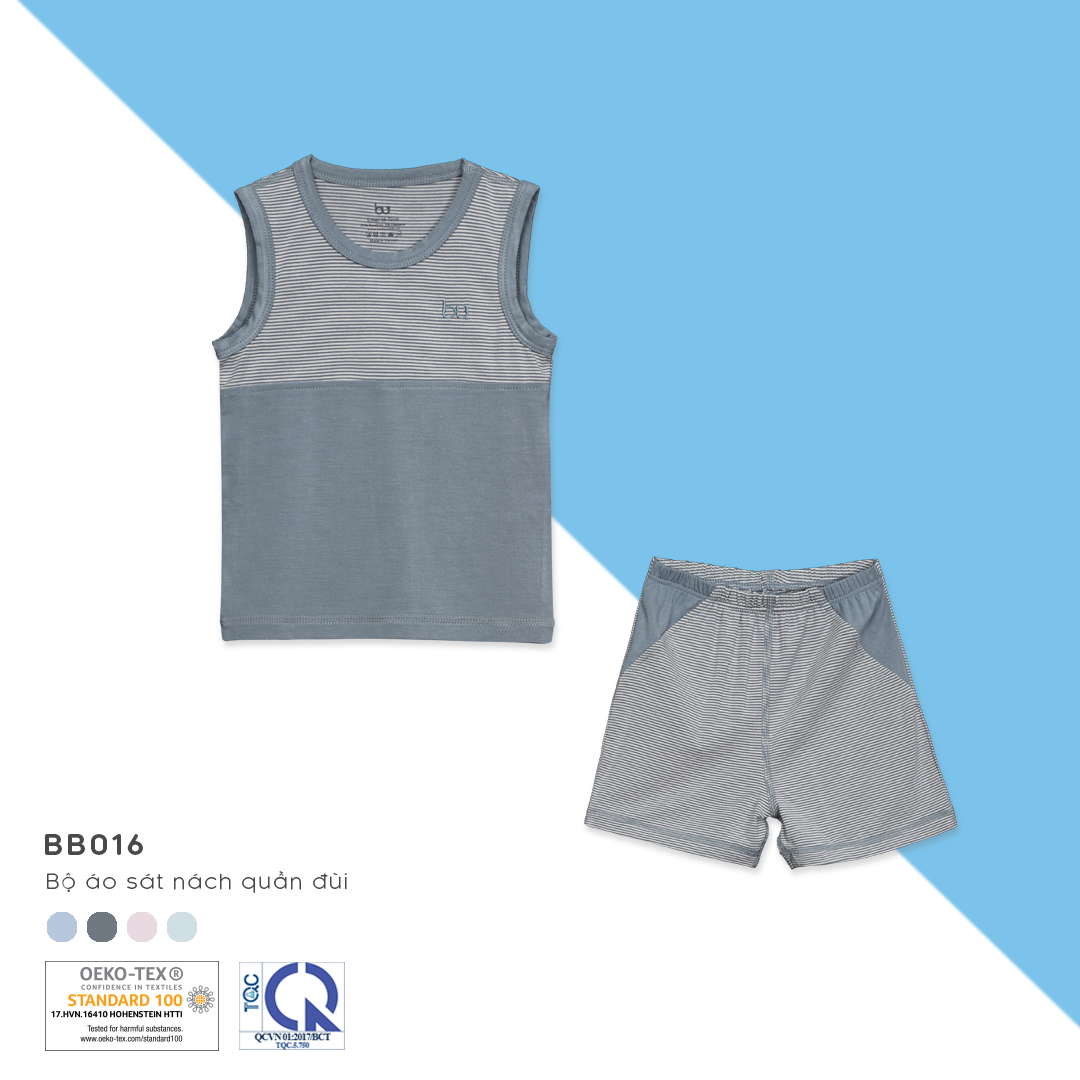 BB016.Green- Bộ đồ ba lỗ cho bé- Bu