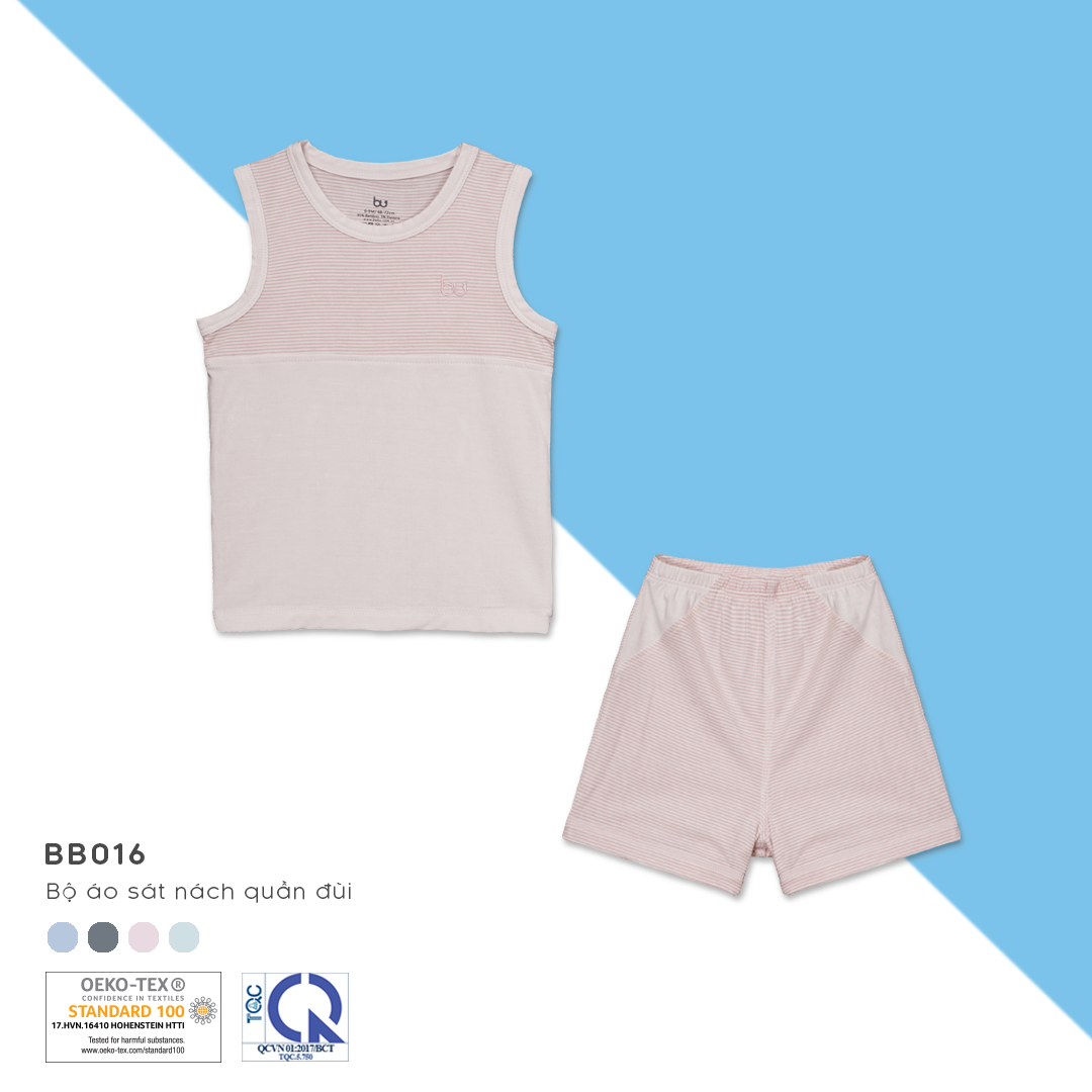 BB016.Pink- Bộ đồ ba lỗ cho bé- Bu