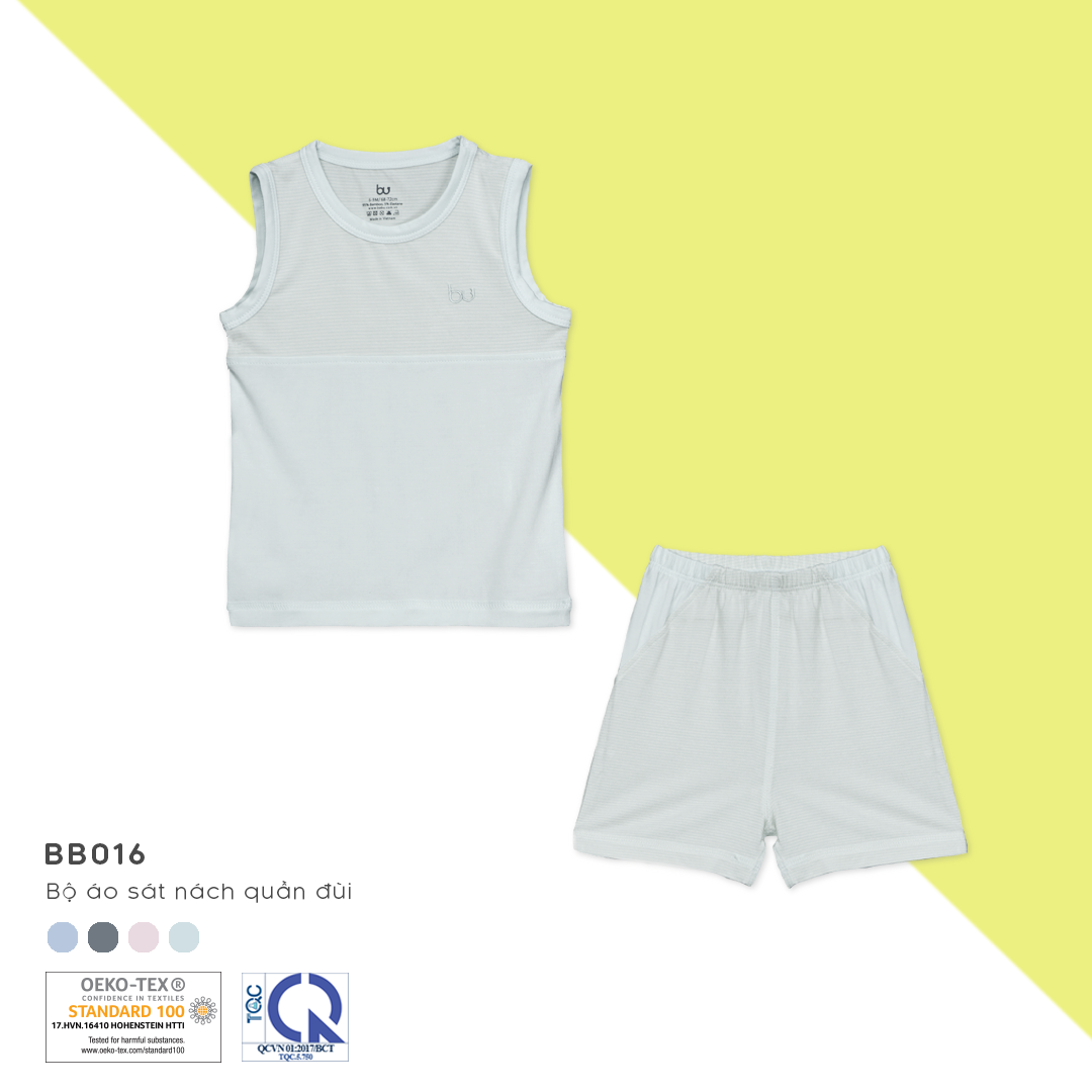 BB016.white- Bộ đồ ba lỗ cho bé- Bu