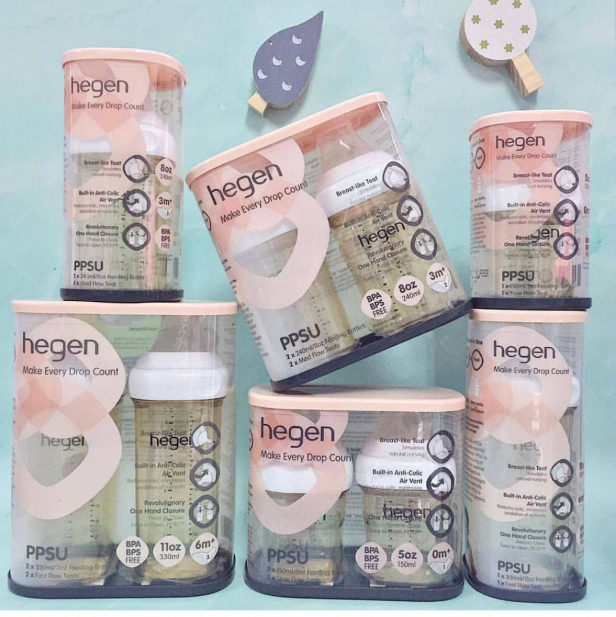 Bình sữa Hegen PPSU 330ml núm ti dành cho bé trên 6 tháng tuổi