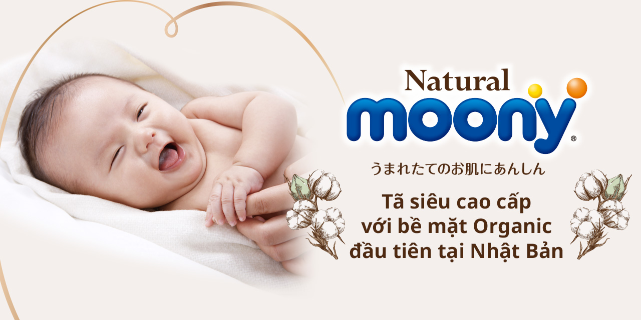 Bỉm - Tã dán Moony Natural Newborn 63 miếng (Dưới 5Kg)