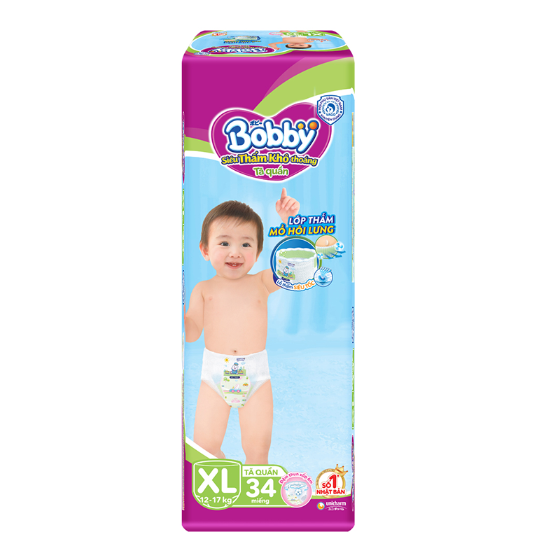 Bỉm - Tã quần Bobby Fresh Pants Size XL - 34 miếng (12 - 17kg)
