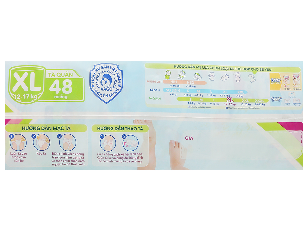 Bỉm - Tã quần Bobby Fresh Pants Size XL - 48 miếng (12 - 17kg)
