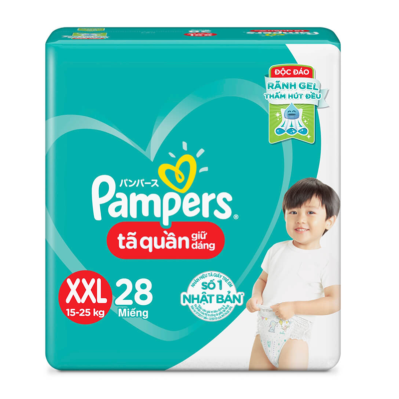 Bỉm - Tã quần Pampers tiết kiệm size XXL 28 miếng (Bé 15-25kg)