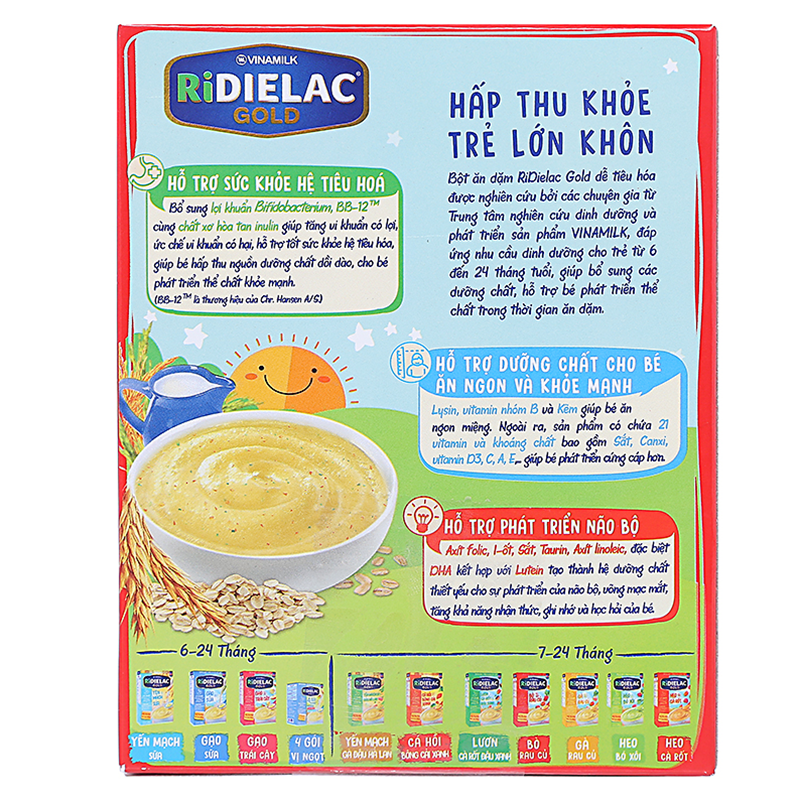 Bột ăn dặm Ridielac Gold 4 vị mặn - Hộp giấy 200g