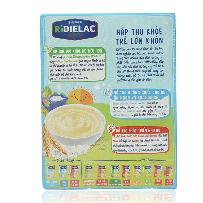 Bột ăn dặm Ridielac Gold 4 vị ngọt - Hộp giấy 200g