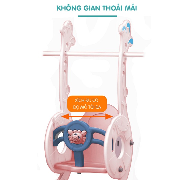 Cầu trượt xích đu hải cẩu Holla màu xanh