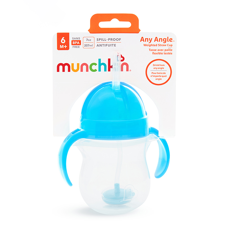 Cốc ống hút mọi tư thế Munchkin 207ml màu xanh dương