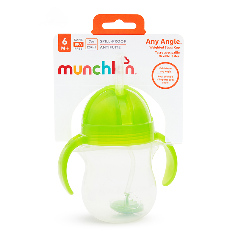 Cốc ống hút mọi tư thế Munchkin 207ml màu xanh lá