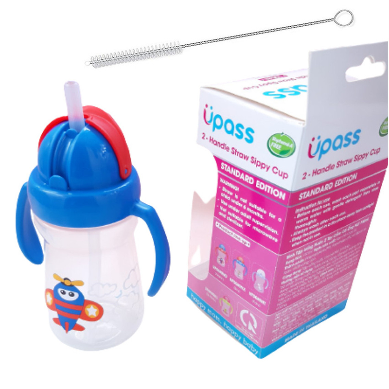 Cốc tập uống Upass có ống hút hai tay cầm 150ml 