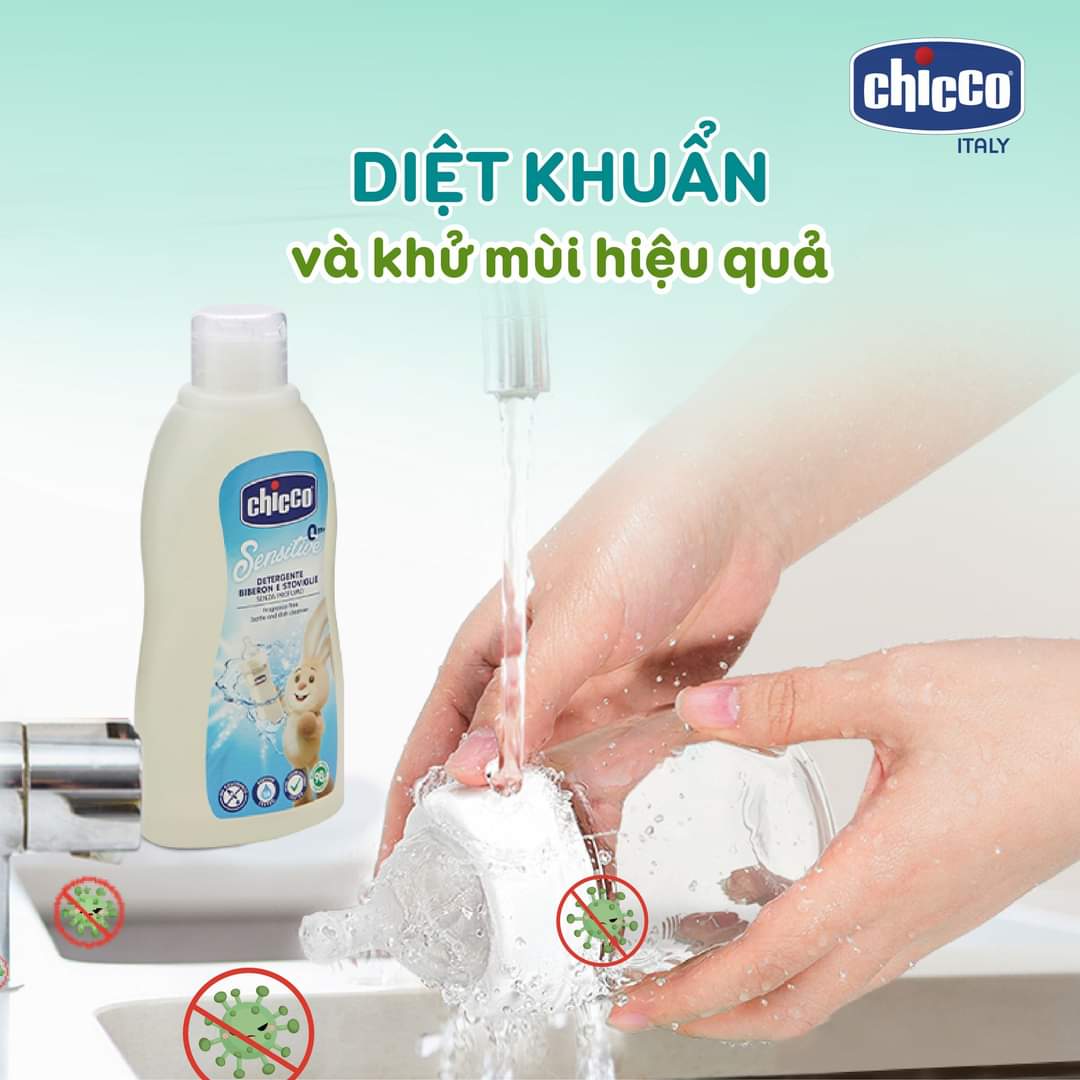 Gel rửa bình sữa Chicco chiết xuất dầu dừa tự nhiên 300ml