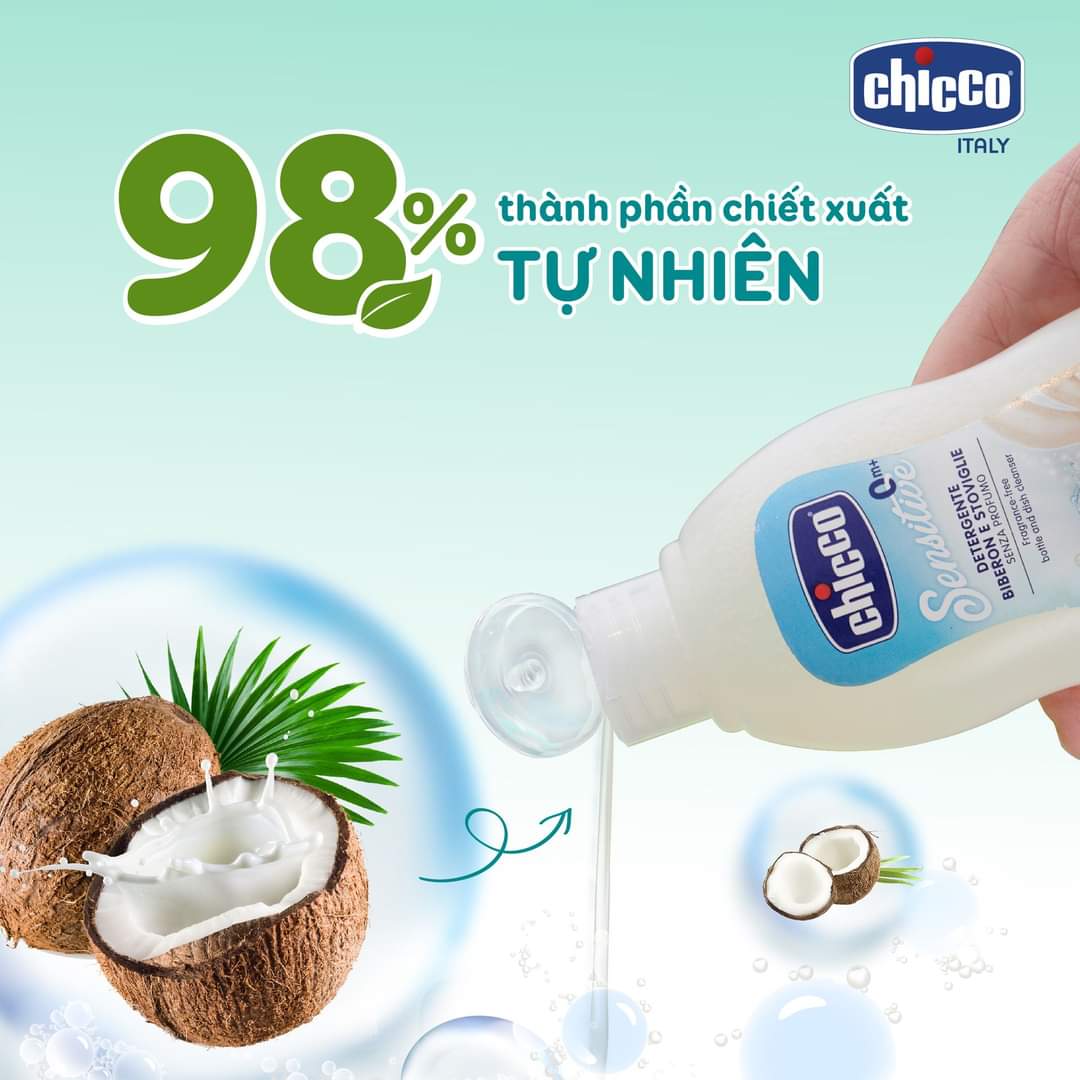 Gel rửa bình sữa Chicco chiết xuất dầu dừa tự nhiên 300ml