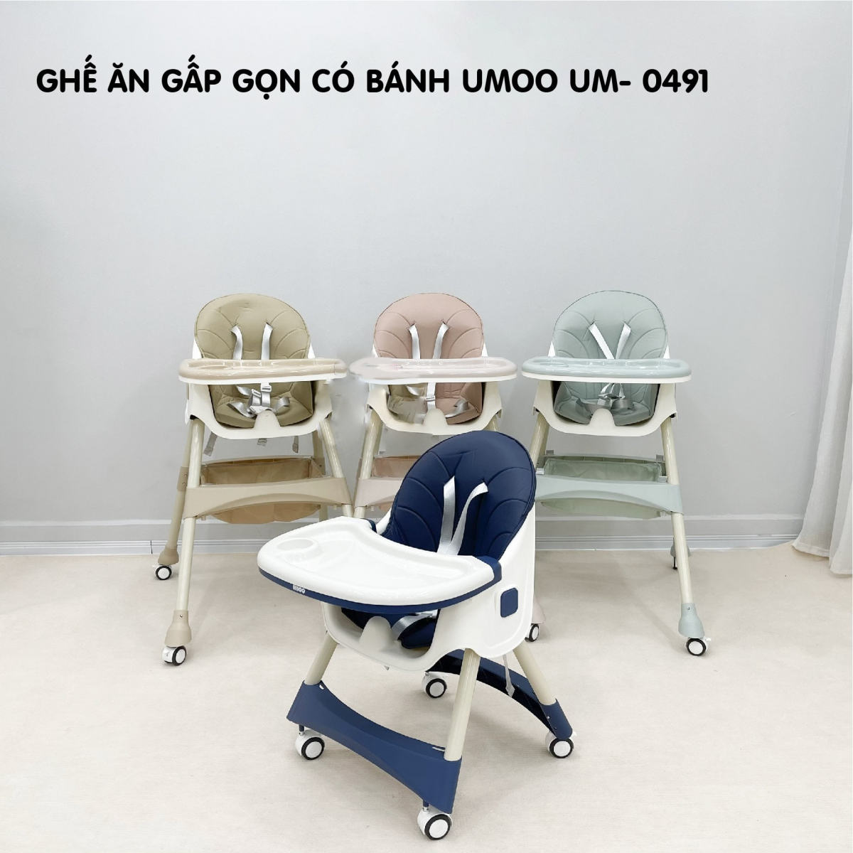 Ghế ăn gấp gọn có bánh Umoo UM-0491