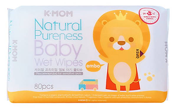 Khăn ướt cao cấp vân nổi K-Mom (80C)