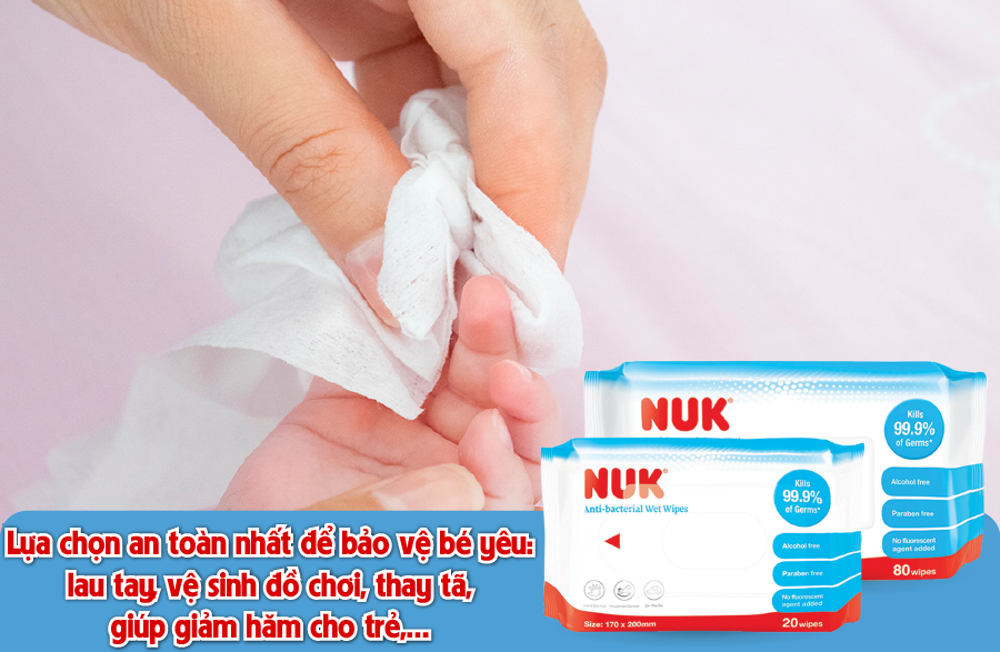 Khăn ướt diệt khuẩn NUK không chứa cồn (80 tờ)