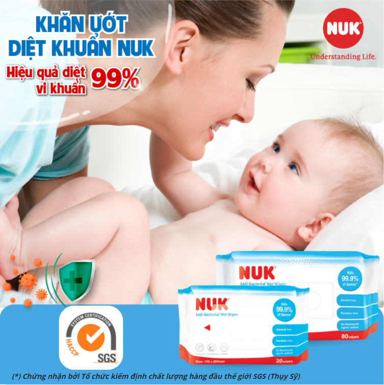 Khăn ướt diệt khuẩn NUK không chứa cồn (80 tờ)