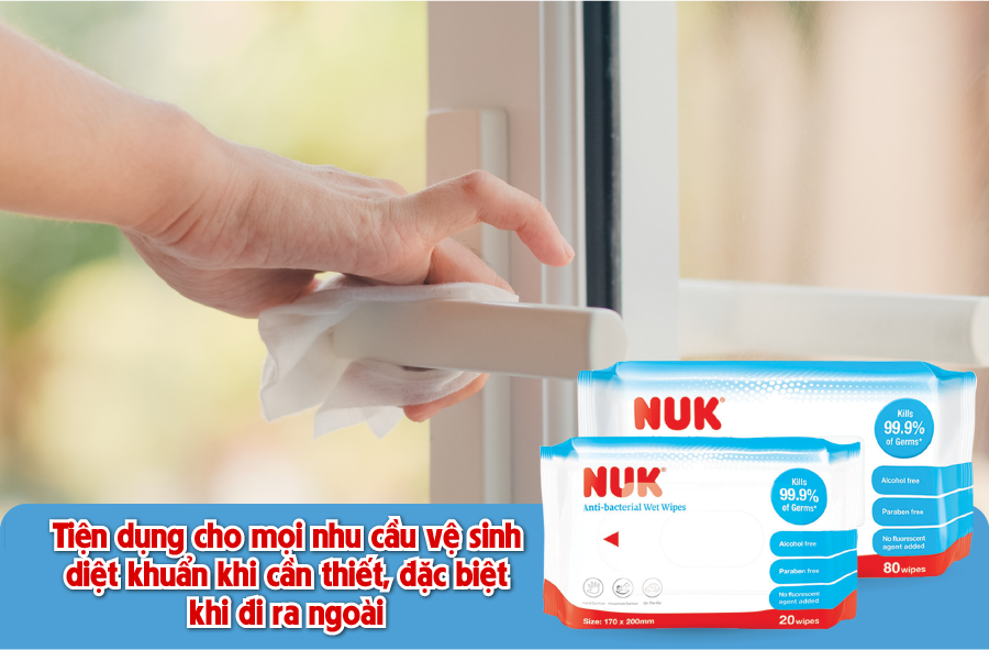 Khăn ướt diệt khuẩn NUK không chứa cồn (80 tờ)