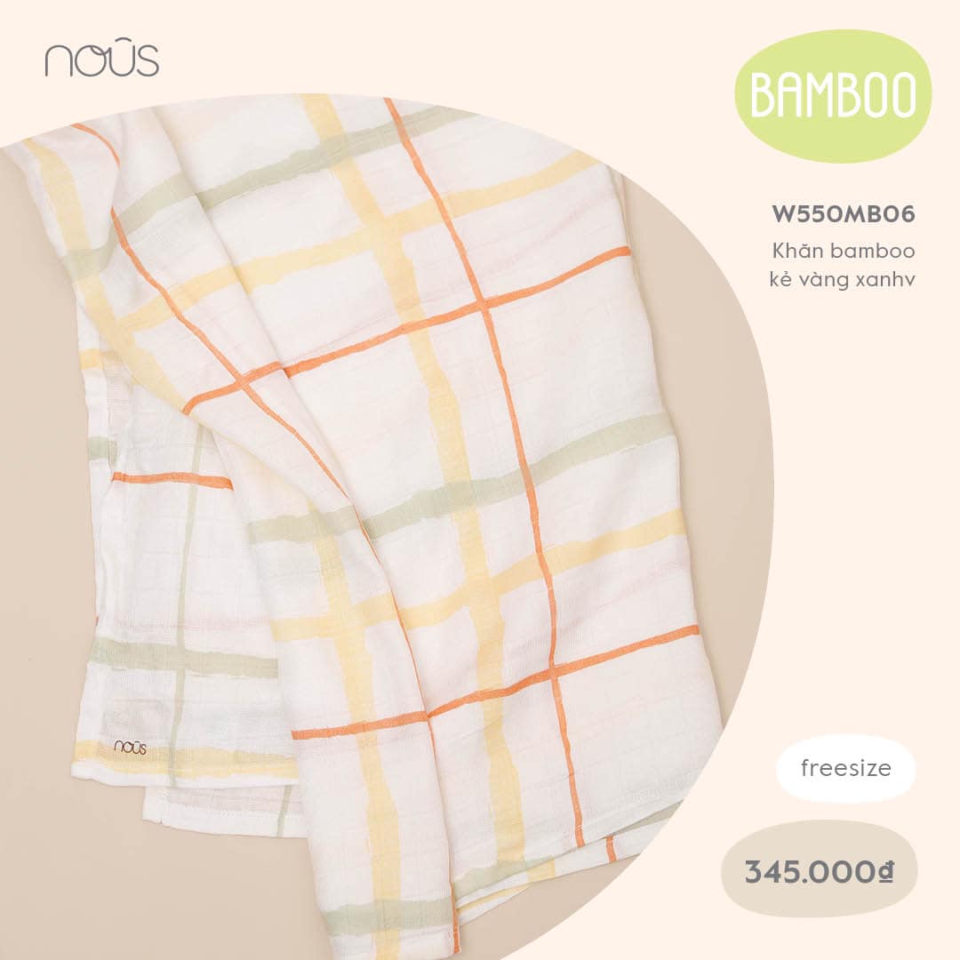 Khăn bamboo Nous kẻ vàng xanh