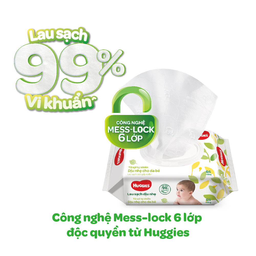 Khăn giấy ướt Huggies không mùi 64 miếng